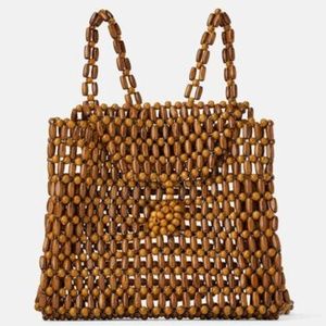 Zara Brown Beaded Handbag